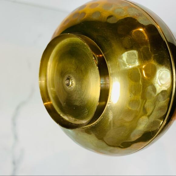 Hammered Brass Vase 7.5" Tall Vintage Heavy - Picture 4 of 7